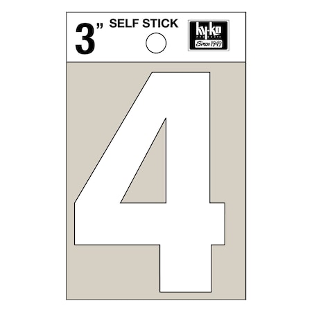 Hy-Ko 3In White Vinyl Number 4, 10PK A30504